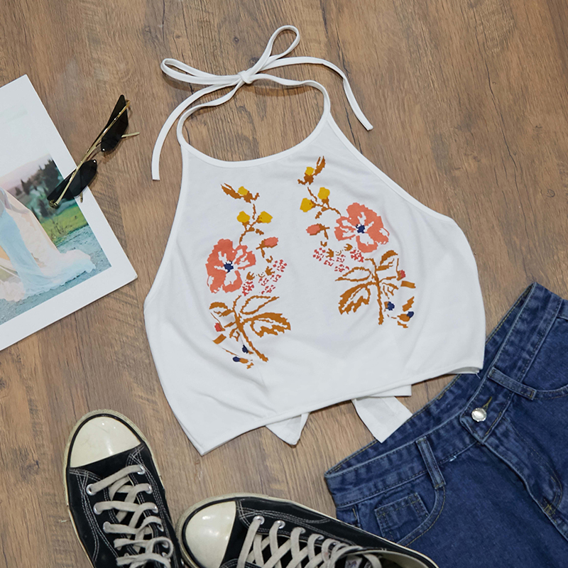 

Lovely Trendy Print White Camisole
