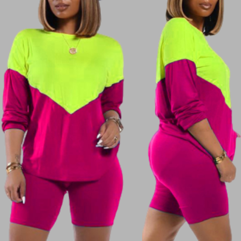 

Lovely Trendy Patchwork Green Plus Size Two-piece Shorts Set
