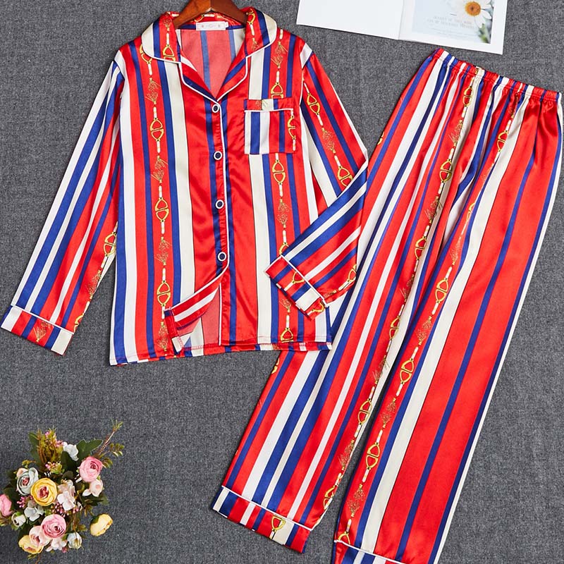 

Lovely Leisure Striped Print Red Sleepwear