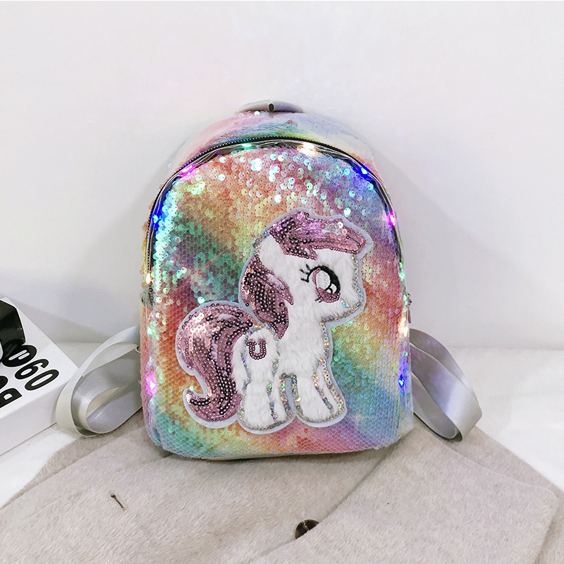 

Lovely Stylish Sequined Multicolor Backpack, Multi