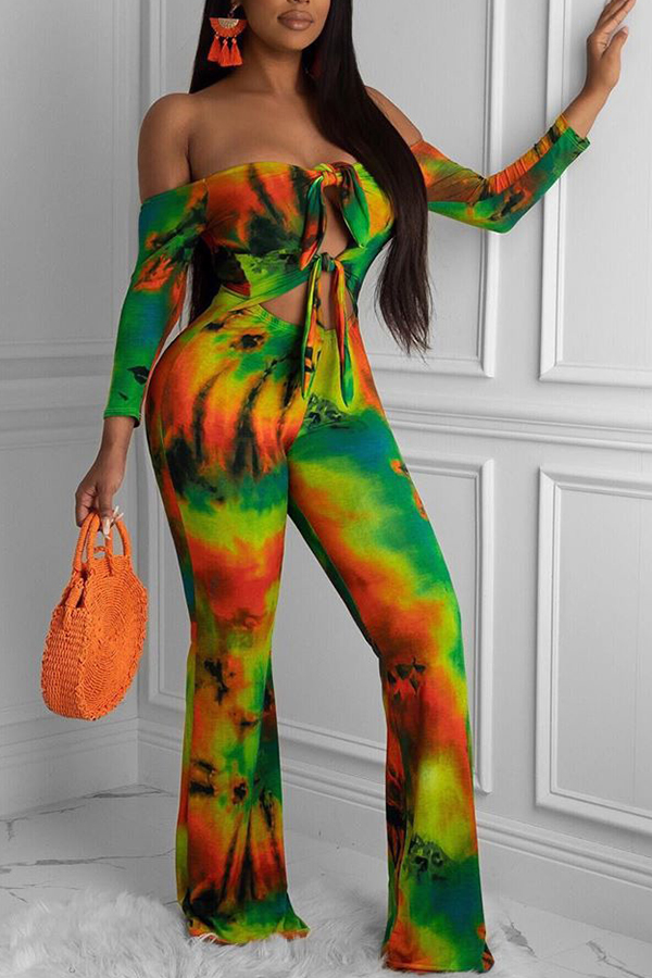 

Lovely Trendy Tie-dye Multicolor One-piece Jumpsuit, Multi