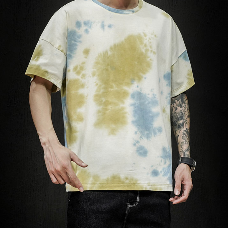 

Lovely Leisure O Neck Tie-dye Yellow T-shirt