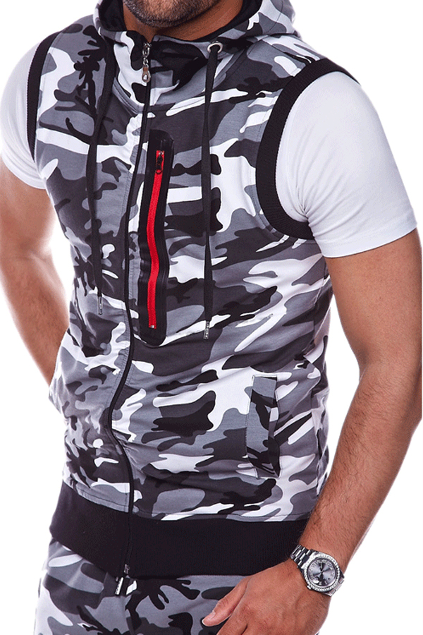 

Lovely Stylish Camo Print Grey Vest, Gray camouflage