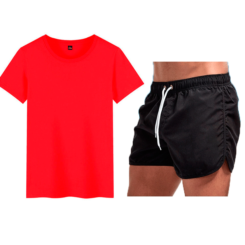 

Lovely Sportswear Fold Design Red Two-piece Shorts Set