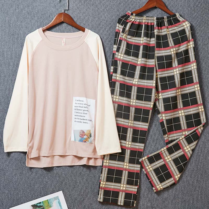 

Lovely Casual Grid Pink Sleepwear