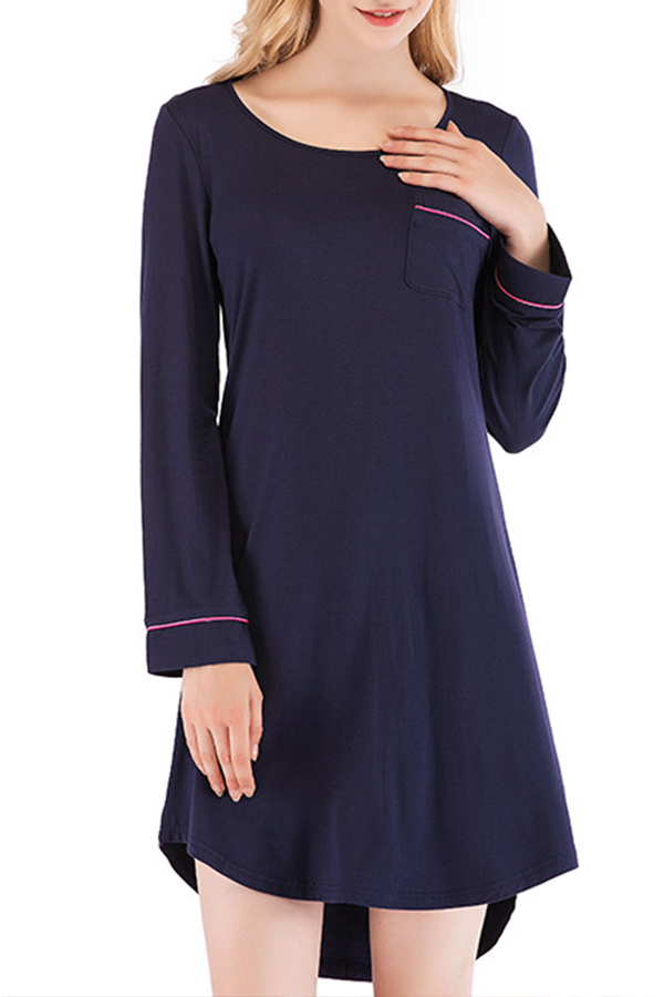 

Lovely Casual Basic Navy Blue Loungewear