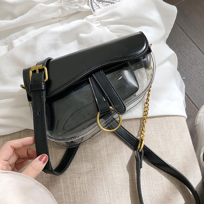 

Lovely Trendy See-through Black Crossbody Bag