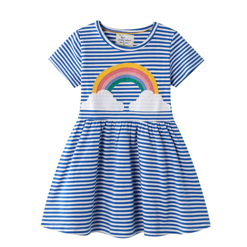 

Lovely Casual Striped Print Blue Girl Knee Length Dress, Blue stripe