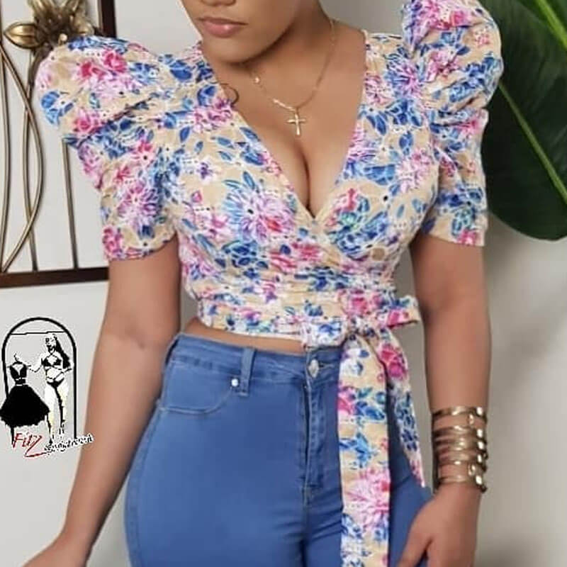 

Lovely Trendy Floral Print Multicolor Blouse, Multi