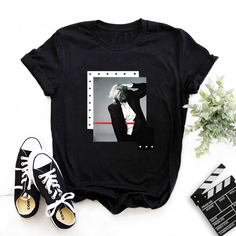 

Lovely Street O Neck Print Black T-shirt