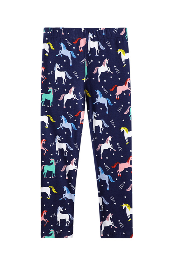 

Lovely Sweet Cartoon Print Deep Blue Girl Leggings