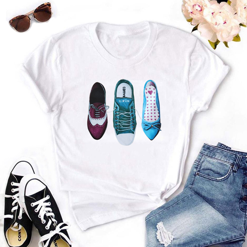 

Lovely Casual O Neck Print White T-shirt