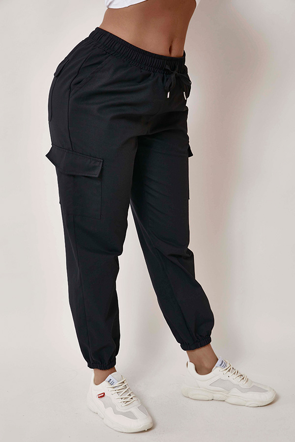Lovely Casual Pocket Patched Black Pants