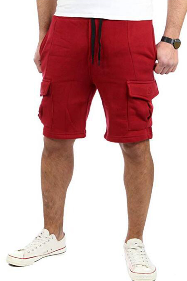 

Lovely Sportswear Pocket Patched Red Shorts