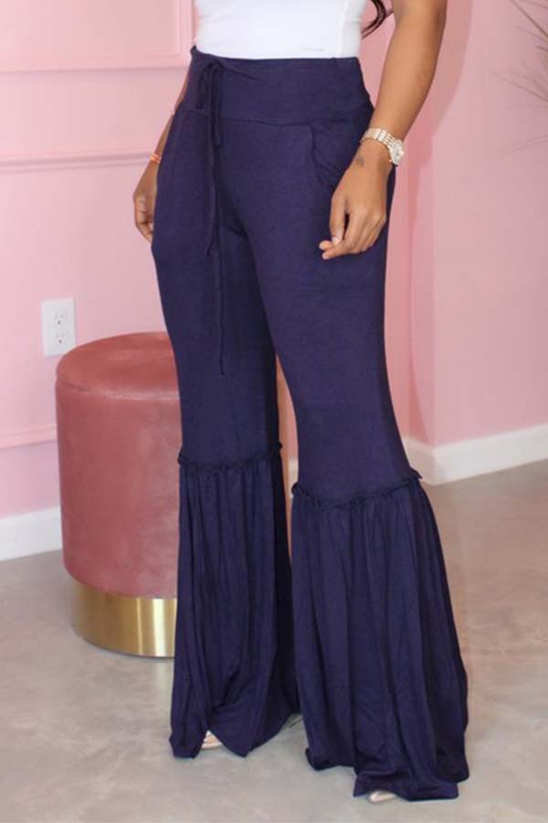 

Lovely Casual Patchwork Purple Pants