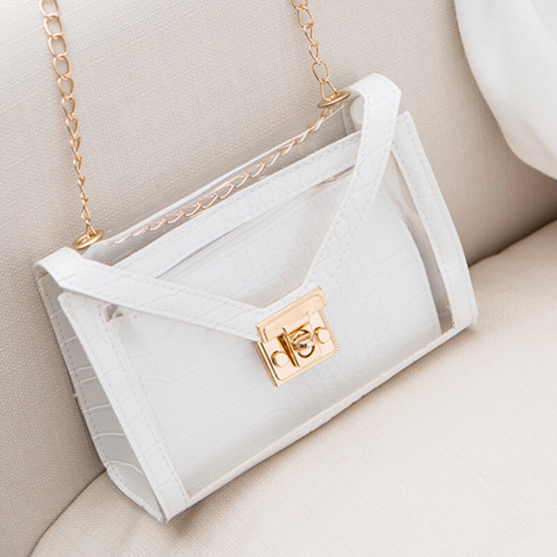 

LW Trendy Chain Strap White Crossbody Bags