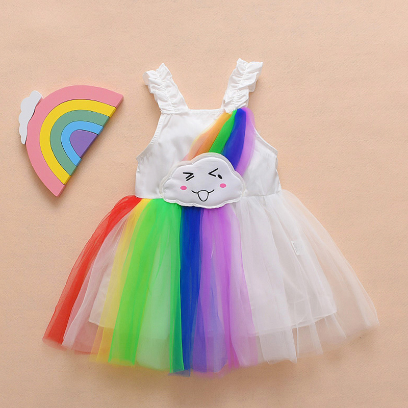 

Lovely Trendy See-through Multicolor Girl Knee Length Dress, Multi