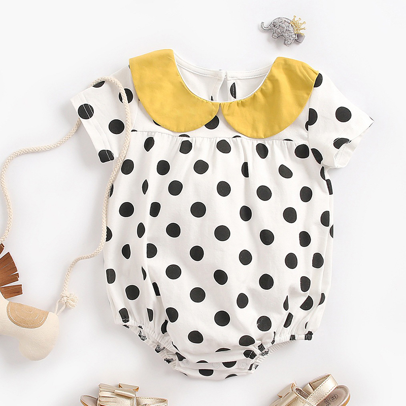 

Lovely Sweet Dot Print Yellow Girl One-piece Romper