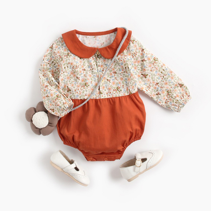 

Lovely Sweet Floral Print Jacinth Girl One-piece Romper