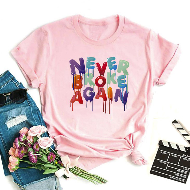 

Lovely Leisure O Neck Print Pink T-shirt
