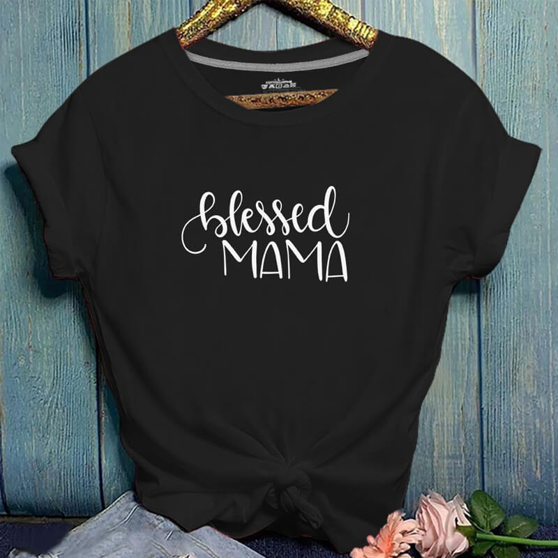 Lovely Casual O Neck Letter Print Black T-shirt