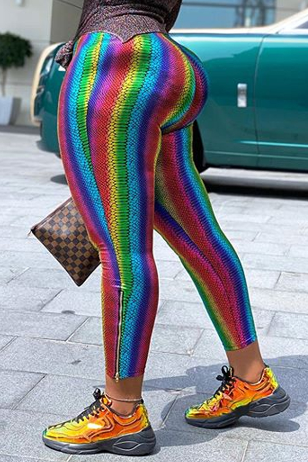 

Lovely Casual Striped Multicolor Plus Size Pants, Multicolor mstn