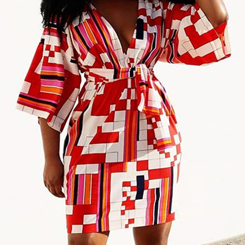 

Lovely Trendy Print Red Knee Length Dress