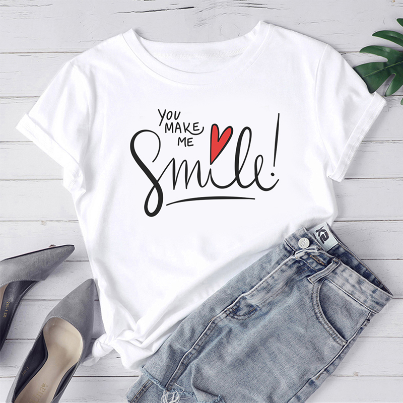

Lovely Leisure O Neck Letter Print White T-shirt