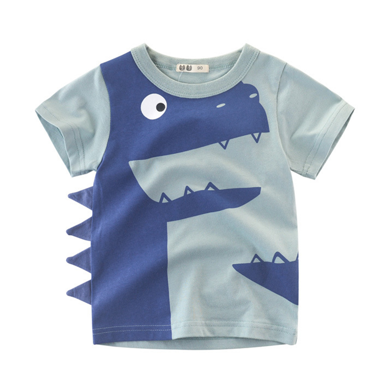 

Lovely Casual O Neck Cartoon Print Blue Boy T-shirt