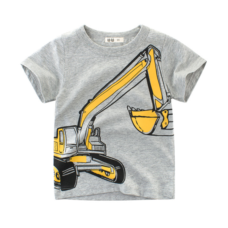 

Lovely Casual O Neck Cartoon Print Grey Boy T-shirt