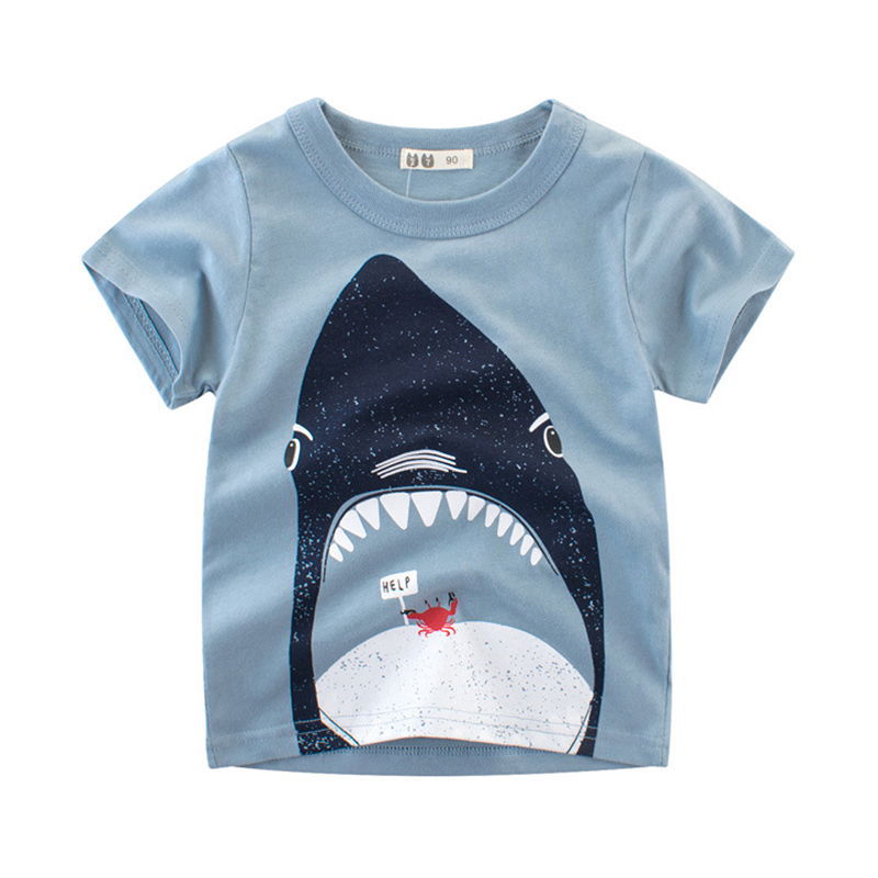 

Lovely Casual O Neck Cartoon Print Baby Blue Boy T-shirt