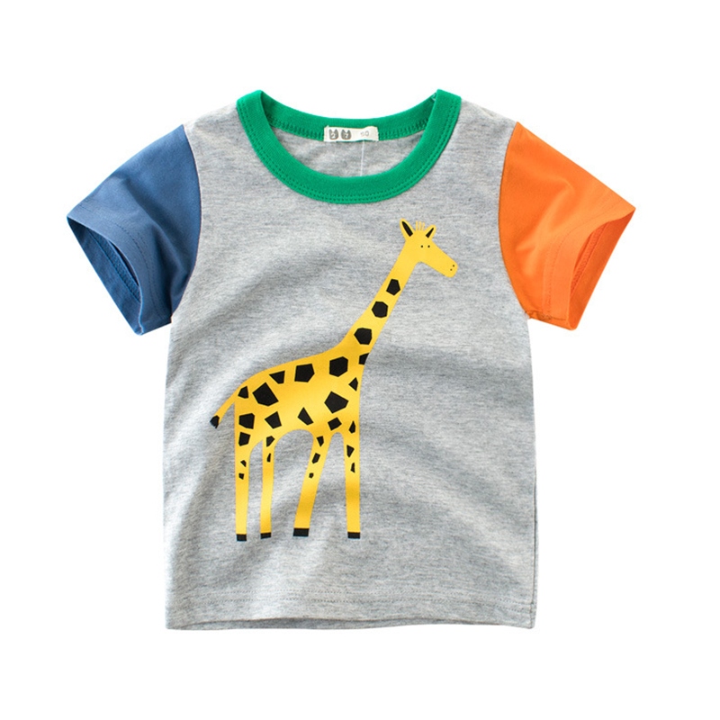 

Lovely Casual O Neck Cartoon Print Grey Boy T-shirt