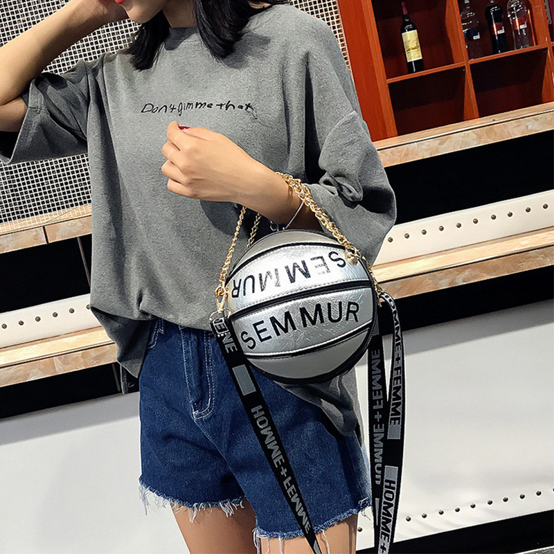 

Lovely Trendy Basketball Silver Crossbody Bag