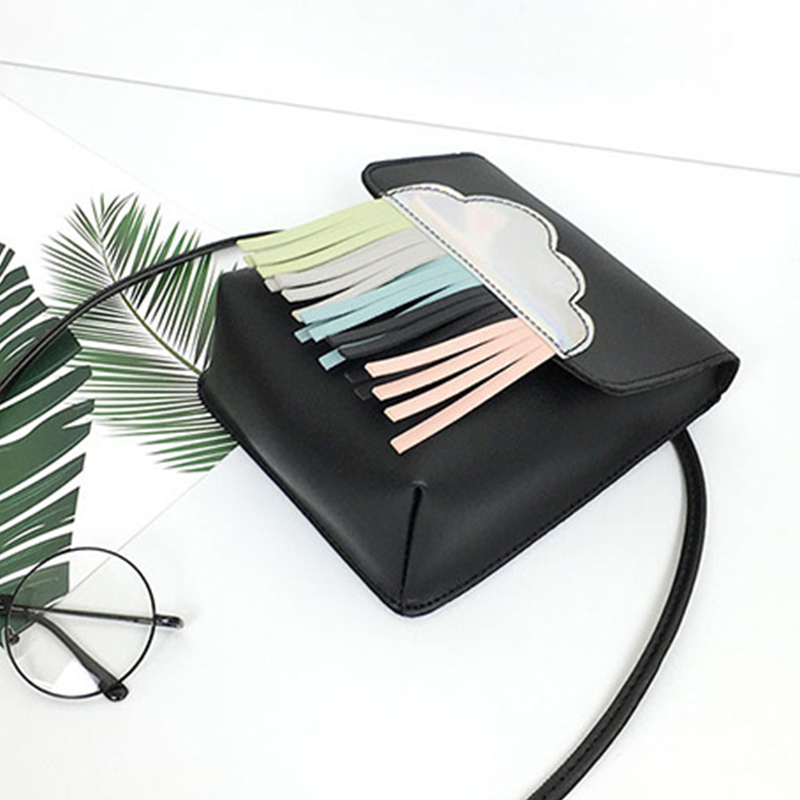

Lovely Chic Tassel Design Black Crossbody Bag