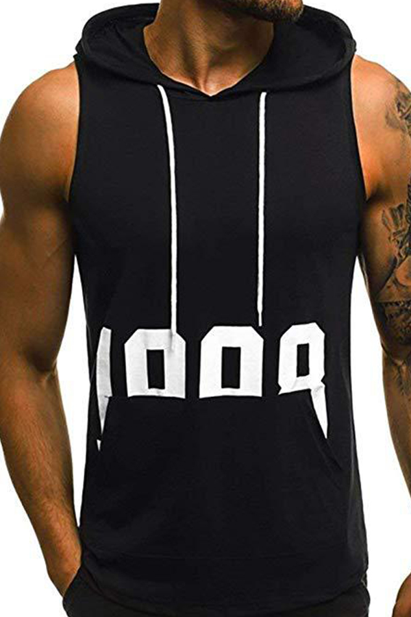 

Lovely Sportswear Letter Black Vest
