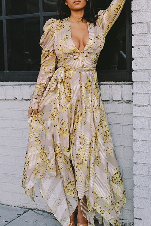 

Lovely Bohemian Print White Ankle Length Dress