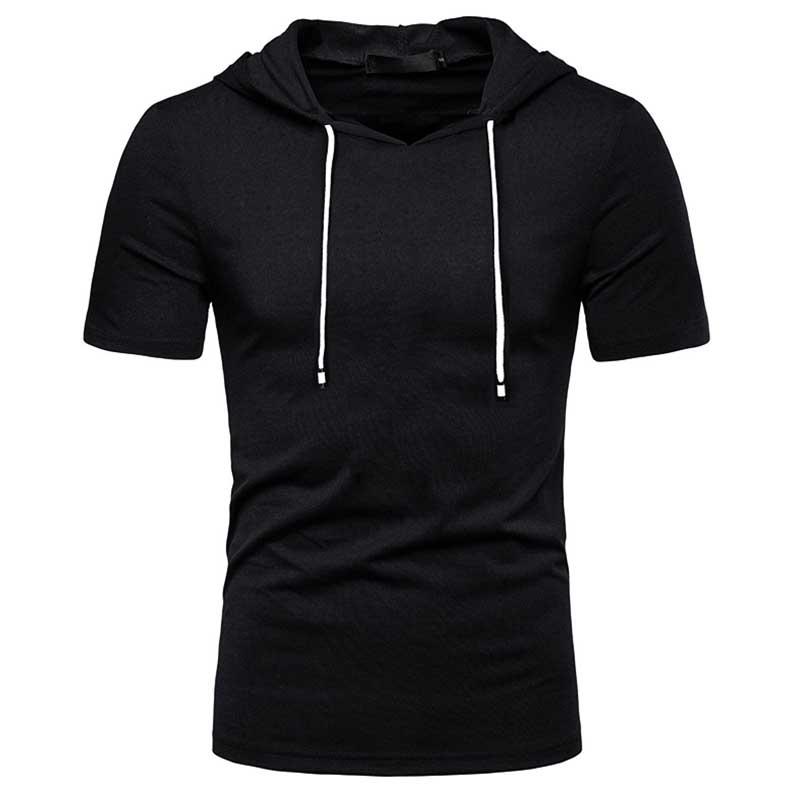 

Men Lovely Sportswear Hooded Collar Black T-shirt