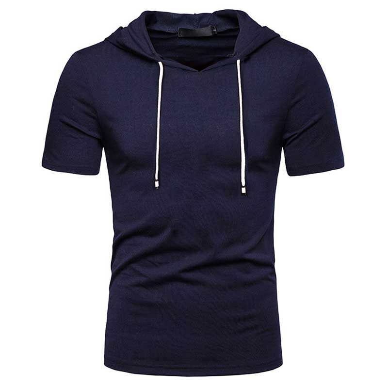 

Lovely Sportswear Hooded Collar Deep Blue T-shirt