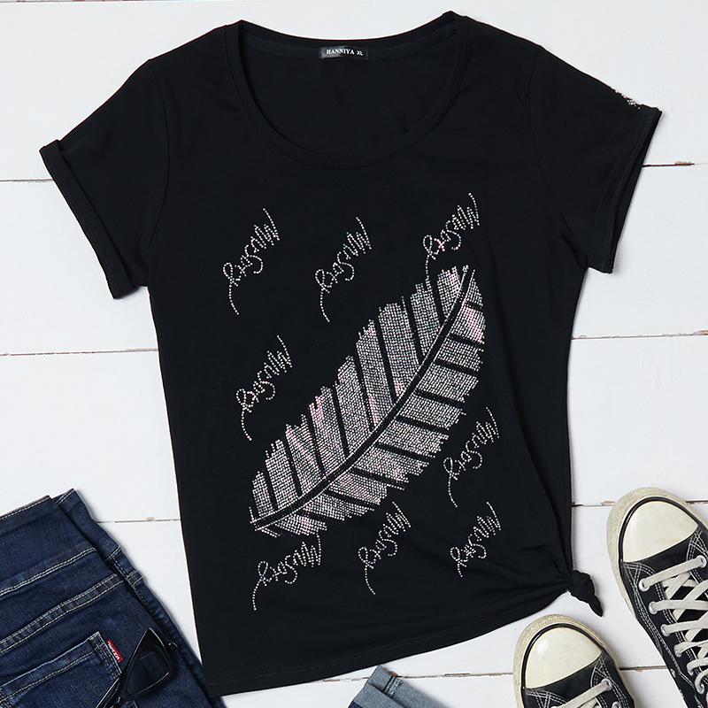 

Lovely Leisure O Neck Print Black T-shirt