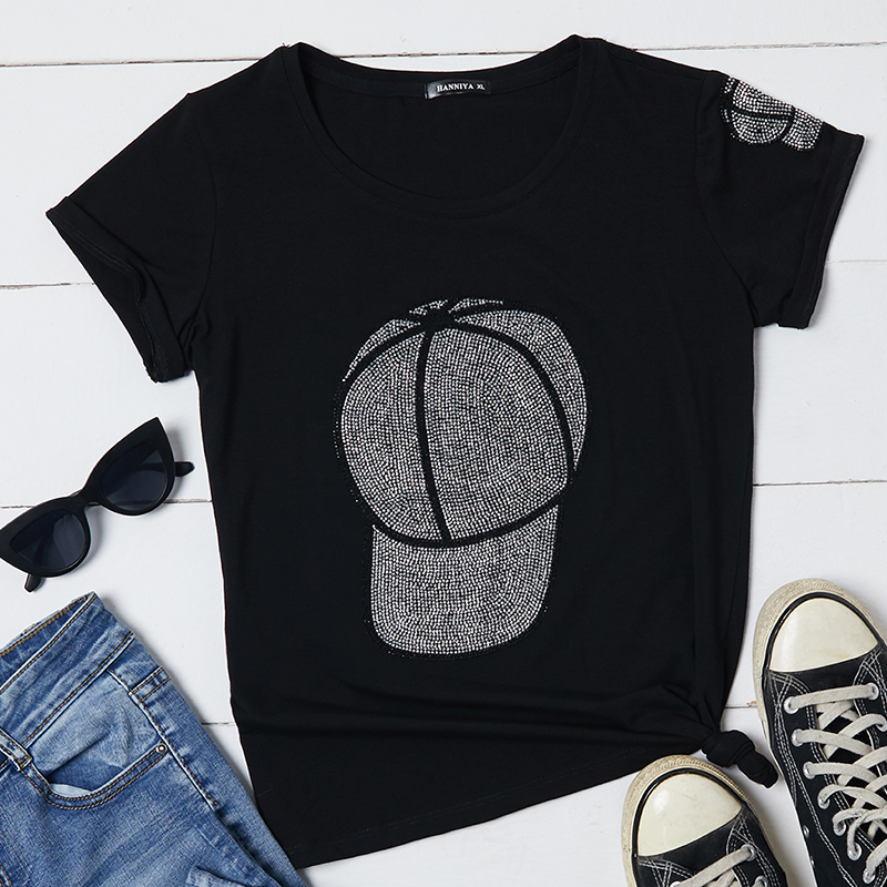 

Lovely Leisure O Neck Print Black T-shirt