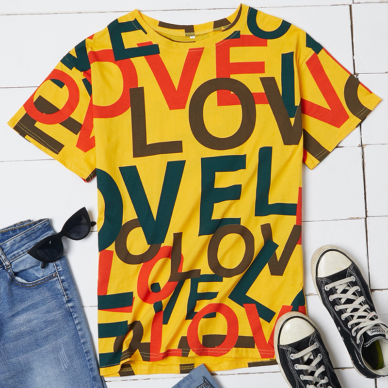 

Lovely Casual Letter Print Yellow T-shirt