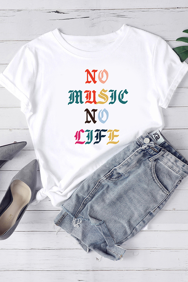 

Lovely Casual O Neck Letter White T-shirt