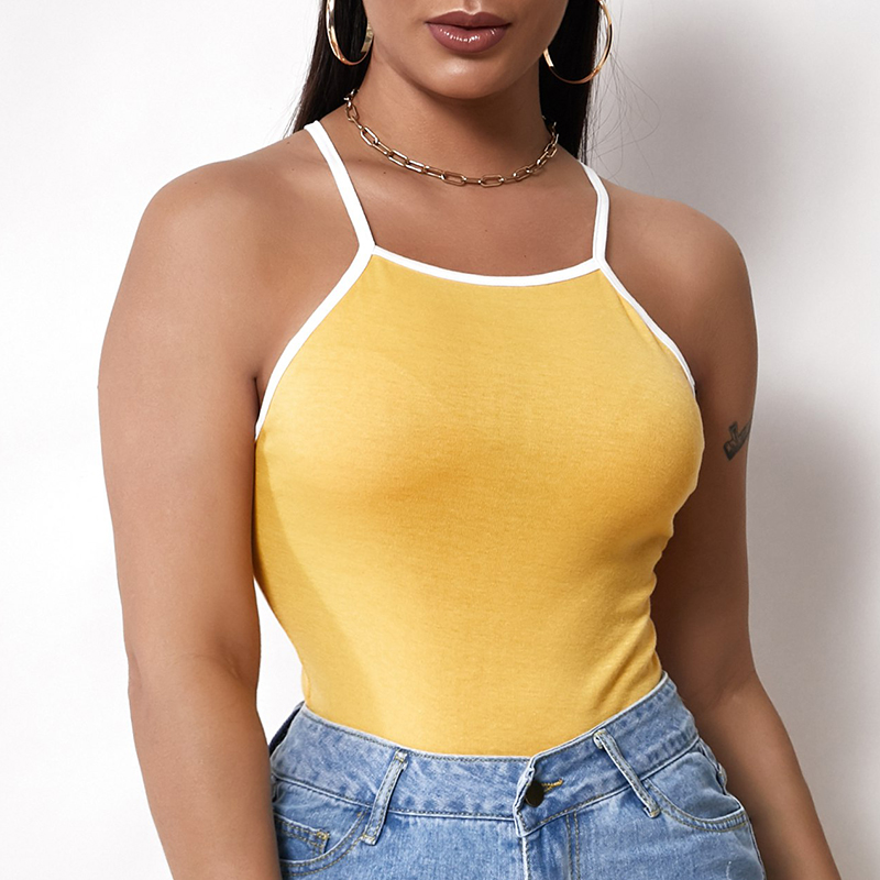 

Lovely Casual Skinny Yellow Bodysuit