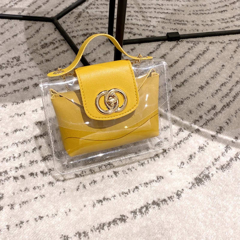 

Lovely Stylish See-through Yellow Crossbody Bag