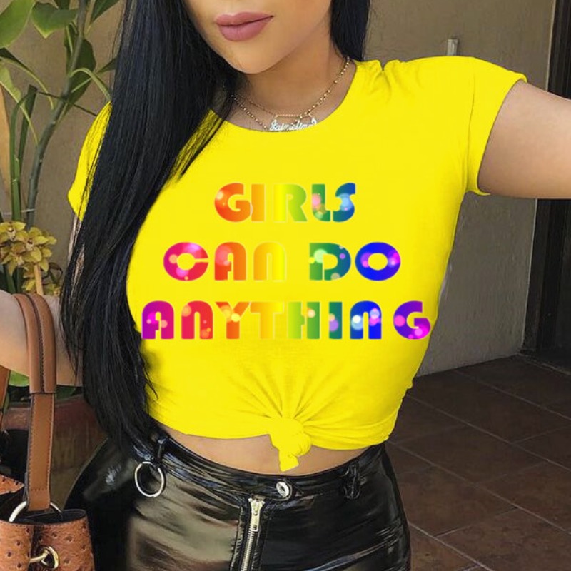 

Lovely Leisure Letter Print Yellow T-shirt