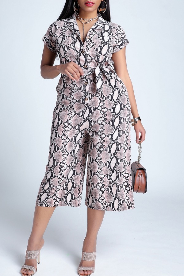 

Lovely Stylish Snakeskin Print One-piece Jumpsuit, Cobra