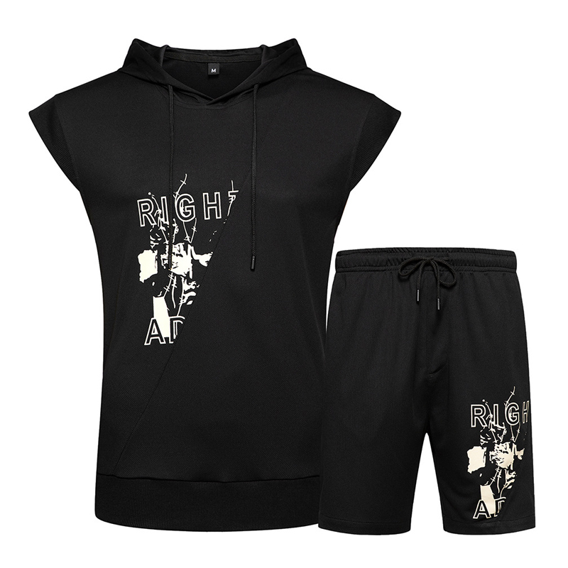 

Lovely Leisure Print Black Two-piece Shorts Set