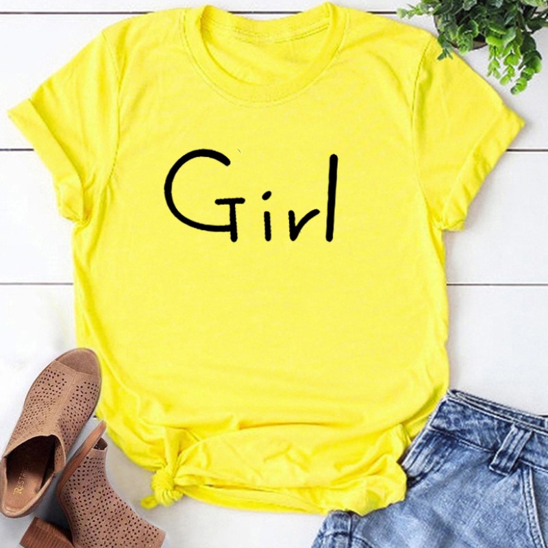 

Lovely Leisure O Neck Letter Yellow T-shirt