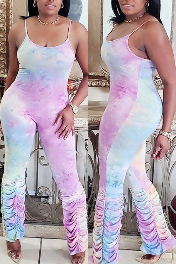 

Lovely Trendy Tie-dye Multicolor One-piece Jumpsuit, Multi