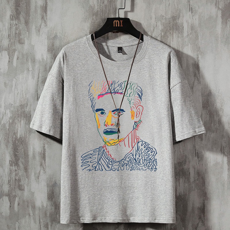 

Lovely Leisure O Neck Cartoon Print Light Grey T-shirt